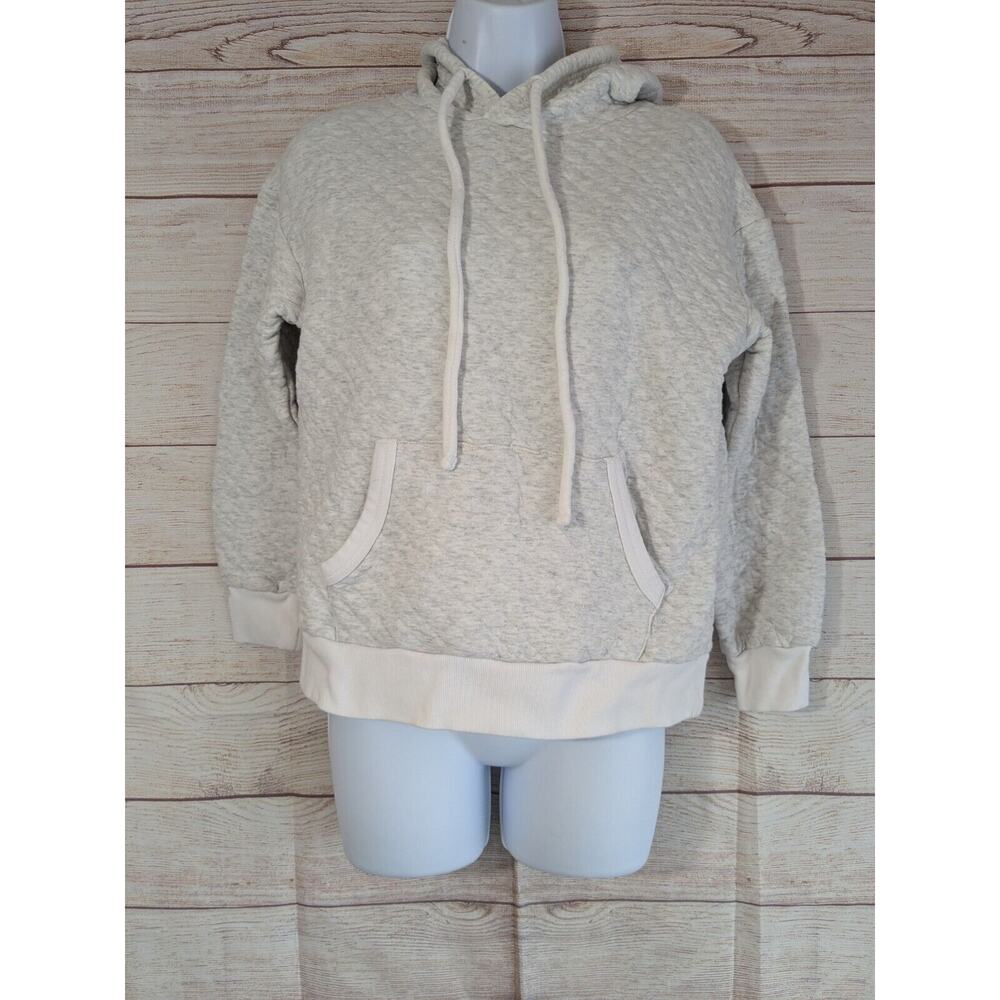 Lands' End junior Size Medium Quilted hoodie Light Gray pullover Outerwear